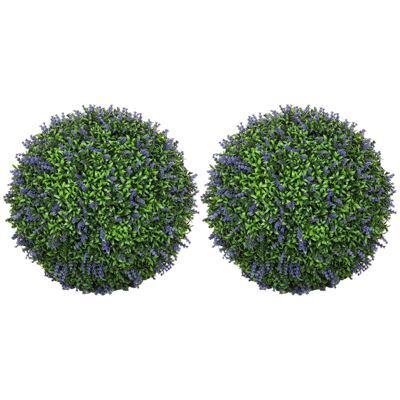 Künstlicher Lavendel 2er-Set 42cm hoch in Kugelform Violett-Grün