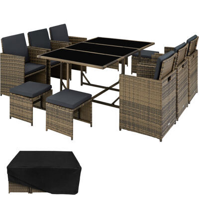 Rattan Sitzgruppe Malaga 6+4+1, natur