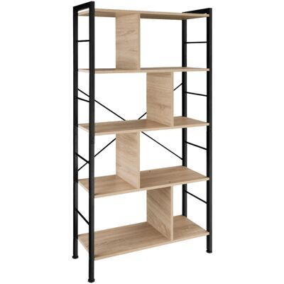 Regal Charleston 75,5x30x155cm Industrial Holz hell, Eiche Sonoma