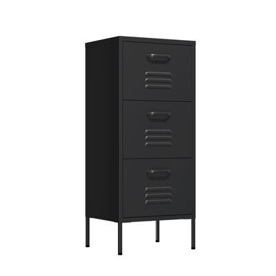 Kommode Metall KLAUS 3 Schubladen 42 x 101 cm schwarz