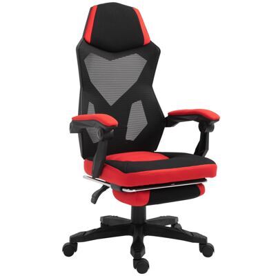 Gamingstuhl mit Fussstütze höhenverstellbar Schwarz-Rot