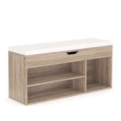 Schuhbank 104 x 32 x 48 cm braun/weiss