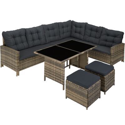 Rattan Lounge Barletta natur/dunkelgrau