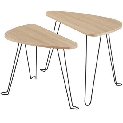 2er Set Beistelltische Richmond Industrial Holz hell, Eiche Sonoma