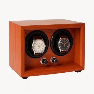 Uhrenbeweger Mr. Smith für 2 Automatikuhr  4 Rotationsmodi leiser Motor Hellbraun Holzoptik