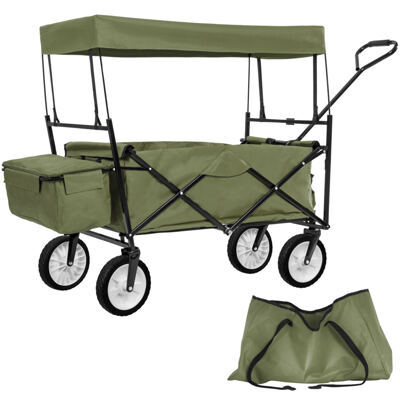 Faltbarer Bollerwagen Dach & Tragetasche grün