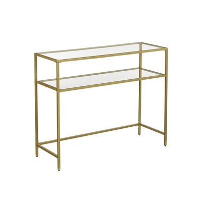 Konsolentisch Beistelltisch Glas 2 Ablagen Gold