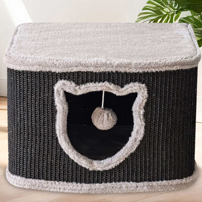 Katzenhöhle Katzenhaus CosyCave Beige  stilvoll & robust mit Sisal & Plüsch