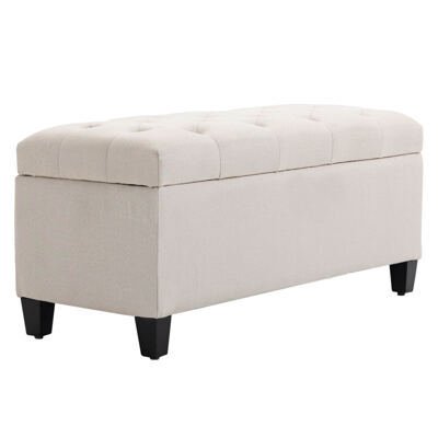 Sitzbank mit Stauraum 100x40x44cm Cremeweiss