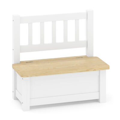 Kindersitzbank mit Stauraum Holz weiss/natur