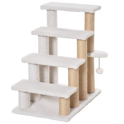 Haustiertreppe mit Kratzbaum 4-stufig Weiss