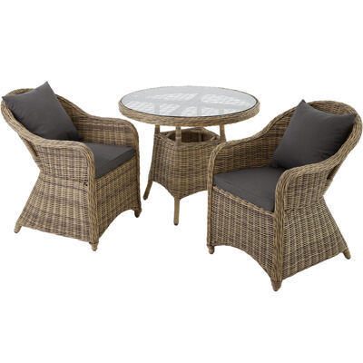 Aluminium Rattan Sitzgruppe Zürich 2+1 natur