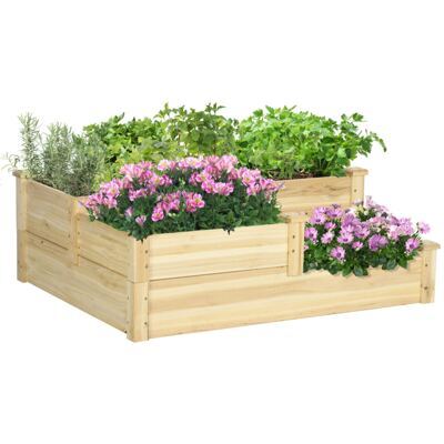 Hochbeet 3-stufig aus Tannenholz für Garten & Balkon Naturfarbe
