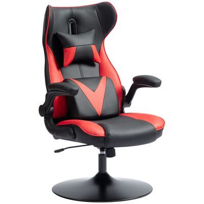 Gamingstuhl ergonomisch mit Kopf- & Lendenkissen Schwarz-Rot