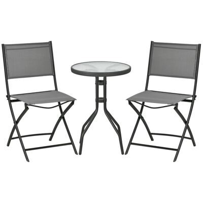 Garten-Bistroset Stahl klappbar modern & platzsparend Grau