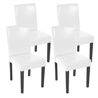 4x Esszimmerstuhl Littau ~ Leder weiss dunkle Beine