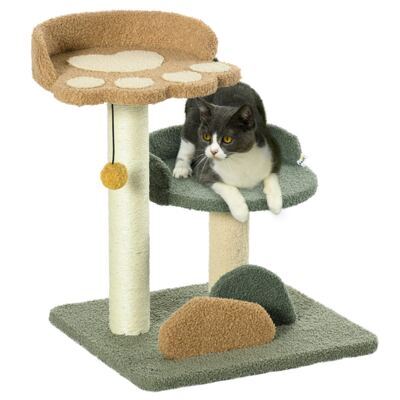 Kratzbaum mit Spielball leicht zu bewegen 52cm Beige