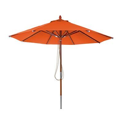 Sonnenschirm JAM-C57 Holz rund Ø3m Seilzug terracotta