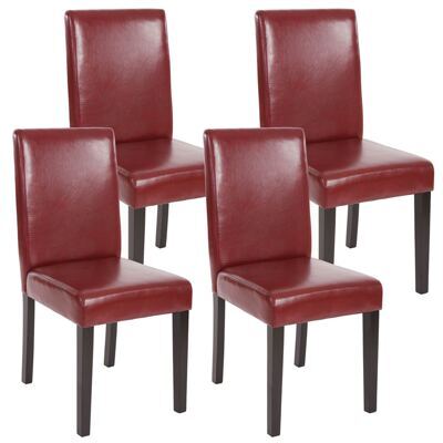 4x Esszimmerstuhl Littau ~ Kunstleder rot-braun dunkle Beine