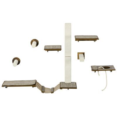 Katzentreppen Kletterwand Katzenmöbel Sisal 8-teilig Braun