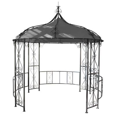 Pergola Almeria Garten Pavillon stabiles Stahl-Gestell Ø 3m grau