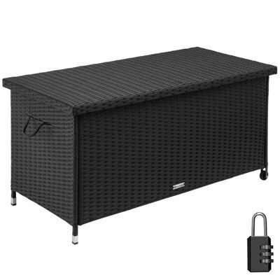 Auflagenbox Kiruna mit Kunststoffgeflecht, 120x55x61,5cm, 270l schwarz