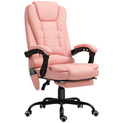 Bürostuhl mit 7-Punkt-Massage & Liegefunktion ergonomisch bis 120kg Rosa