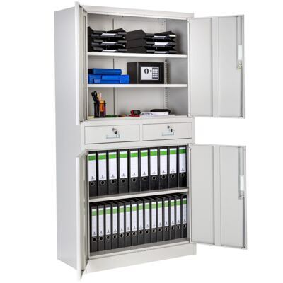 Aktenschrank mit 2 Schubfächern hellgrau