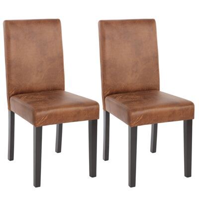 2x Esszimmerstuhl Lehnstuhl Littau ~ Kunstleder Wildleder Look dunkle Beine