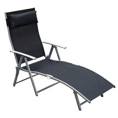 Klappbare Liegestuhl mit Kissen 137x635x1005cm Schwarz