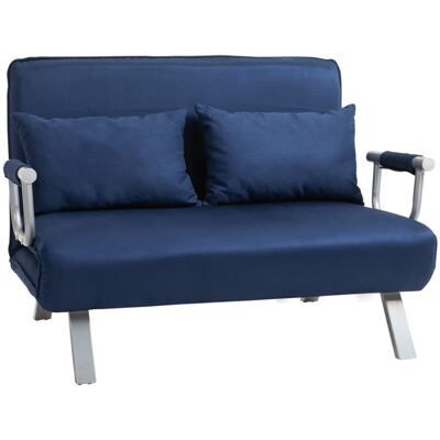 2-Sitzer Sofa Gästebett verstellbar mit Wurfkissen Blau
