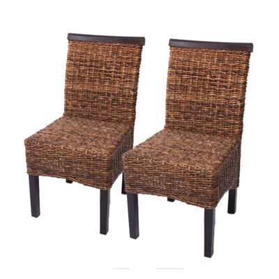 2x Esszimmerstuhl  Korbstuhl Stuhl Bananengeflecht dunkel ohne Kissen