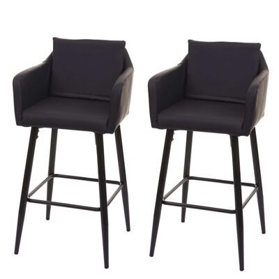 2x Barhocker mit Fussablage Metall - Kunstleder schwarz