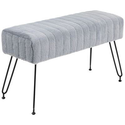 Sitzbank Kunstfell Metallbeine 82x30x47cm Grau