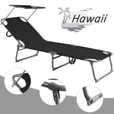 Liegestuhl Hawaii mit Sonnendach schwarz