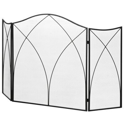 Kaminschutzgitter 126x76cm klappbar 3 Paneelen Schwarz