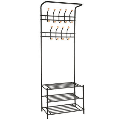 Garderobe mit 3 Schuhablagen schwarz