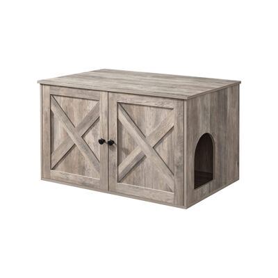 Katzentoilettenschrank Stauraum verstecktes Katzenklo 80x50cm Holz Greige