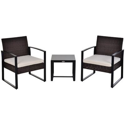 Polyrattan Gartenset für 2 Personen Braun & Creme