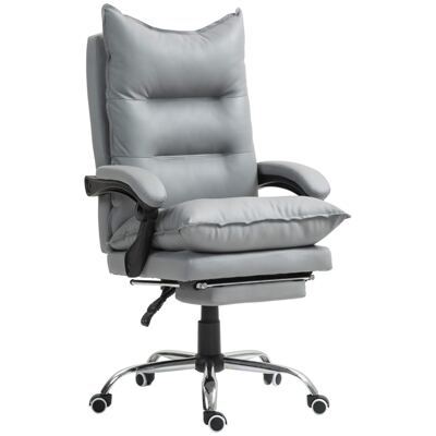 Bürostuhl Liegefunktion ergonomisch mit Fussstütze Hellgrau