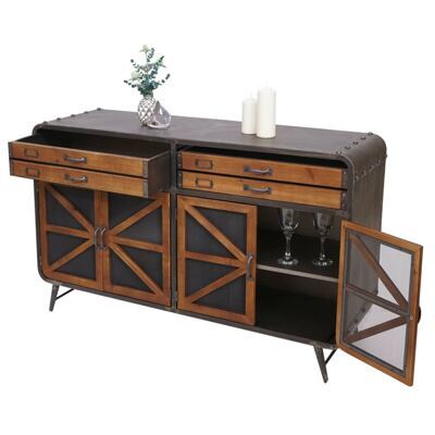 Sideboard Kommode Holz &amp; Metall Industrial 80x126x38cm