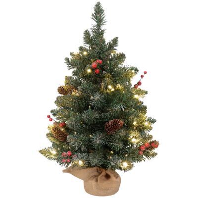 Künstlicher Weihnachtsbaum Christbaum 60cm mit 50 LEDs & Tannenzapfen
