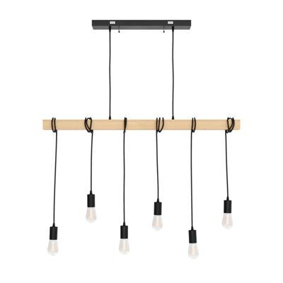 Hängelampe WOODY 6 Lampen schwarz/natur