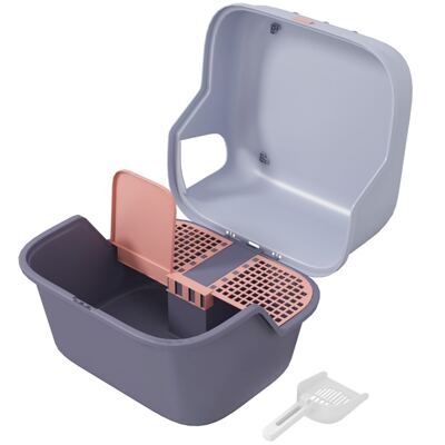 Katzentoilette mit Deckel & Sieb für Katzen bis 3.5kg Violett