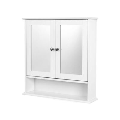 Badezimmerschrank Spiegelschrank Wandmontage 56x13x58cm Holz Weiss