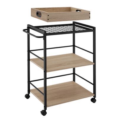 Servierwagen Worcester 65x41,5x87cm Industrial Holz hell, Eiche Sonoma
