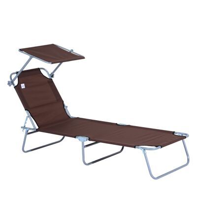 Liegestuhl klappbar mit Sonnenschutz Braun