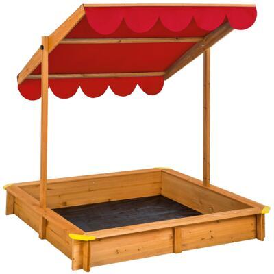 Sandkasten Emilia mit verstellbarem Dach 120x120x120cm rot