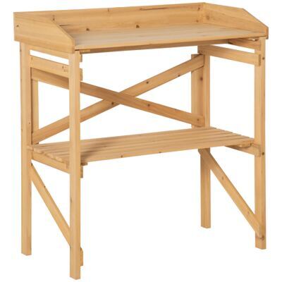 Pflanztisch mit Ablagefläche aus Holz Hellbraun