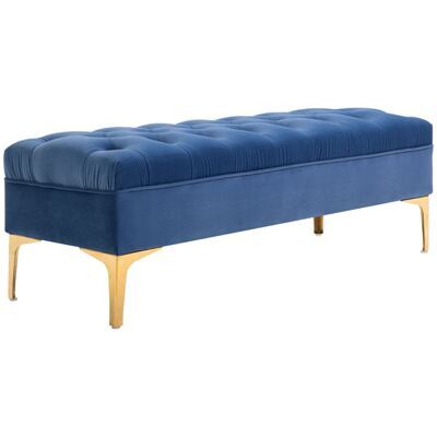 Sitzbank Samt Schlafzimmer & Flur 118x45x42cm Blau
